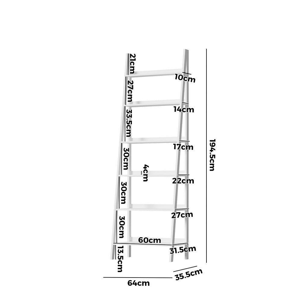 Oikiture Corner Ladder Shelf 6-Tier Display Rack White