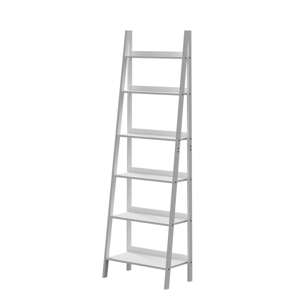 Oikiture Corner Ladder Shelf 6-Tier Display Rack White