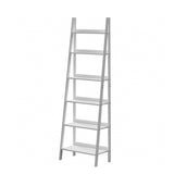 Oikiture Corner Ladder Shelf 6-Tier Display Rack White - 45-Degree Angle