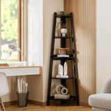 Oikiture Corner Ladder Shelf 5-Tier Display Shelf Black