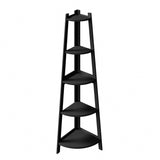 Oikiture Corner Ladder Shelf 5-Tier Display Shelf Black