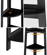 Oikiture Corner Ladder Shelf 5-Tier Display Shelf Black - Side View