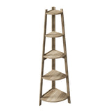 Oikiture Corner Ladder Shelf 5 Tier Display Stand Bookshelf Natural