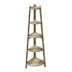 Oikiture Corner Ladder Shelf 5 Tier Display Stand Bookshelf Natural