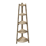 Oikiture Corner Ladder Shelf 5 Tier Display Stand Bookshelf Natural