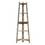 Oikiture Corner Ladder Shelf 5 Tier Display Stand Bookshelf Natural