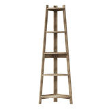 Oikiture Corner Ladder Shelf 5 Tier Display Stand Bookshelf Natural - 45-Degree Angle