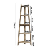Oikiture Corner Ladder Shelf 5 Tier Display Stand Bookshelf Natural - Front View