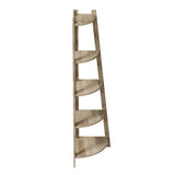 Oikiture Corner Ladder Shelf 5 Tier Display Stand Bookshelf Natural