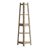 Oikiture Corner Ladder Shelf 5 Tier Display Stand Bookshelf Natural - Low Angle