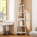 Oikiture Corner Ladder Shelf 5-Tier Display Shelf White - Low Angle
