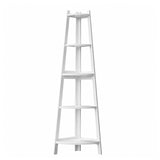 Oikiture Corner Ladder Shelf 5-Tier Display Shelf White