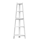 Oikiture Corner Ladder Shelf 5-Tier Display Shelf White - Side View