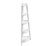 Oikiture Corner Ladder Shelf 5-Tier Display Shelf White - Close-Up Angle