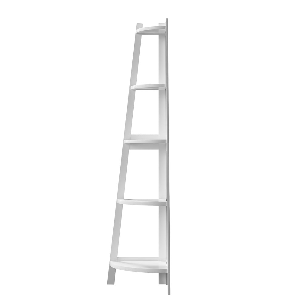 Oikiture Corner Ladder Shelf 5-Tier Display Shelf White