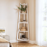 Oikiture Corner Ladder Shelf 5-Tier Display Shelf White - Extra Image