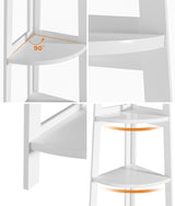 Oikiture Corner Ladder Shelf 5-Tier Display Shelf White - Rear View