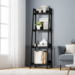 Oikiture Display Shelf 4 Tier Corner Ladder Shelves Black