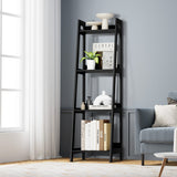 Oikiture Display Shelf 4 Tier Corner Ladder Shelves Black - 45-Degree Angle
