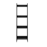 Oikiture Display Shelf 4 Tier Corner Ladder Shelves Black - Front View