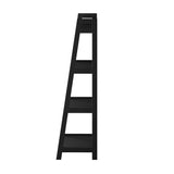 Oikiture Display Shelf 4 Tier Corner Ladder Shelves Black - Side View