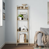 Oikiture Display Shelf 4 Tier Corner Ladder Shelves Natural