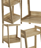 Oikiture Display Shelf 4 Tier Corner Ladder Shelves Natural