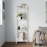Oikiture Display Shelf 4 Tier Corner Ladder Shelves White - 45-Degree Angle