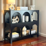 Oikiture Display Shelf Storage Stand Bookshelf Black