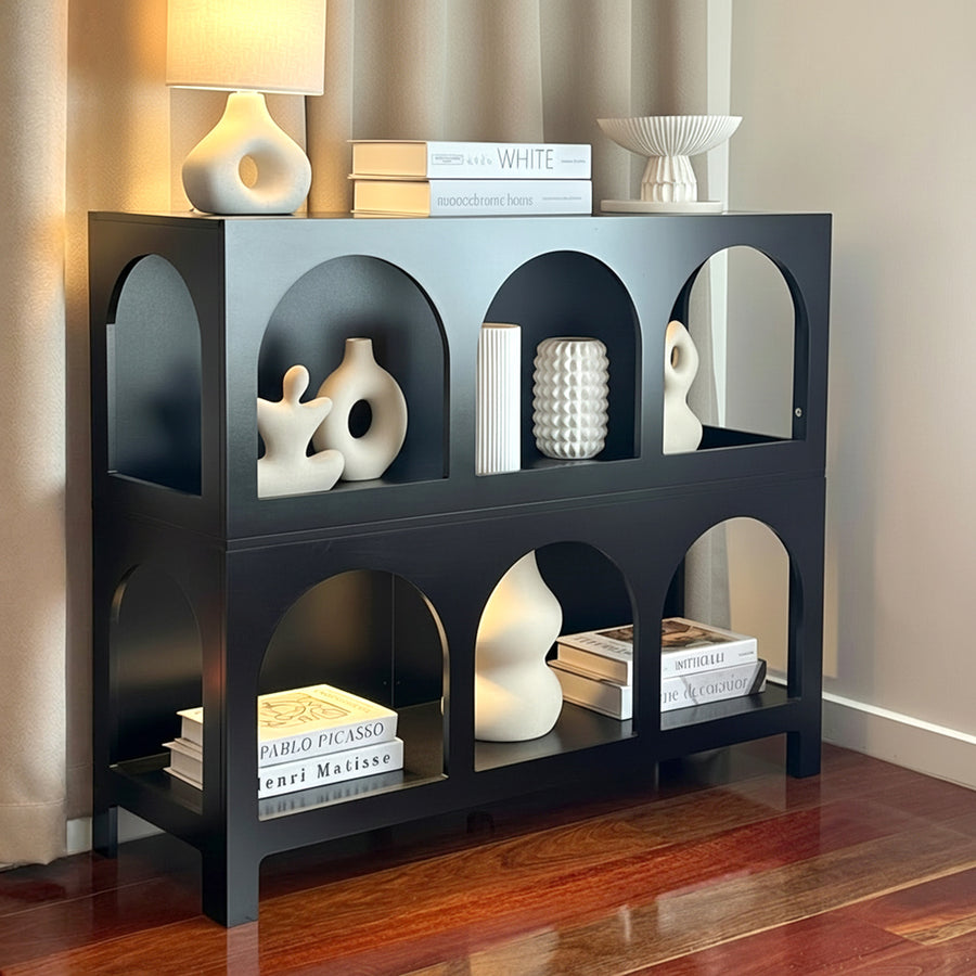 Oikiture Display Shelf Storage Stand Bookshelf Black