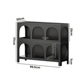 Oikiture Display Shelf Storage Stand Bookshelf Black - Side View