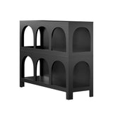 Oikiture Display Shelf Storage Stand Bookshelf Black - Close-Up Angle