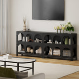 Oikiture Display Shelf Storage Stand Bookshelf Black - Front View