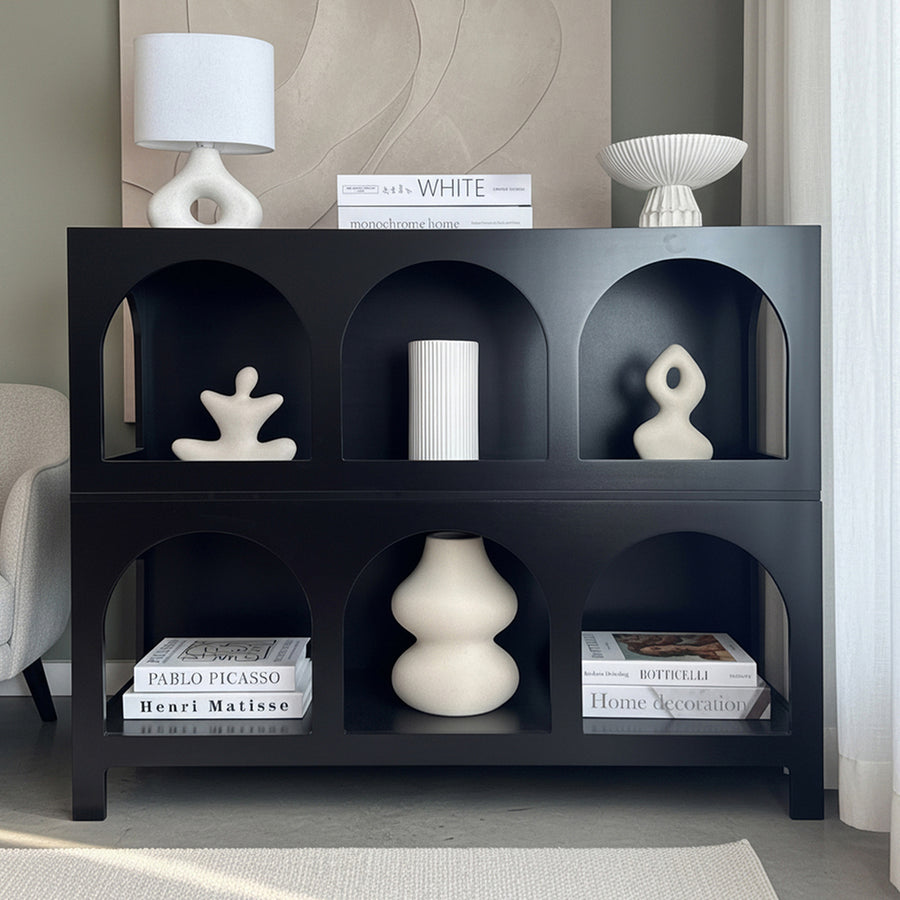 Oikiture Display Shelf Storage Stand Bookshelf Black