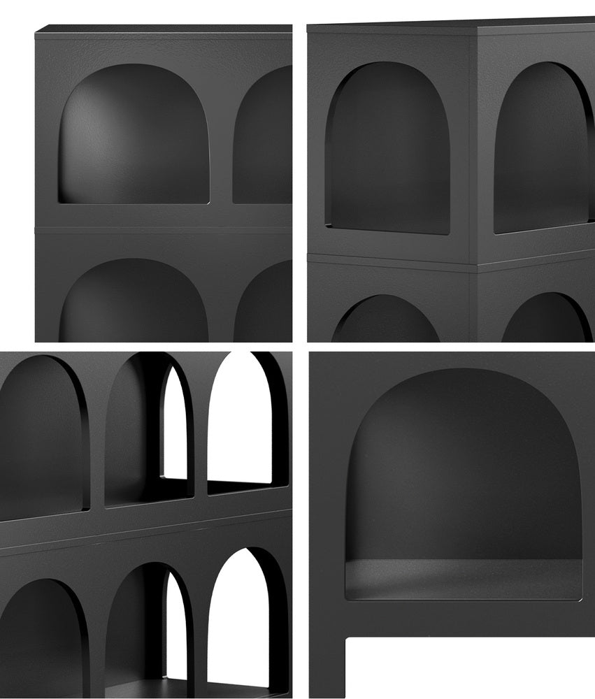 Oikiture Display Shelf Storage Stand Bookshelf Black