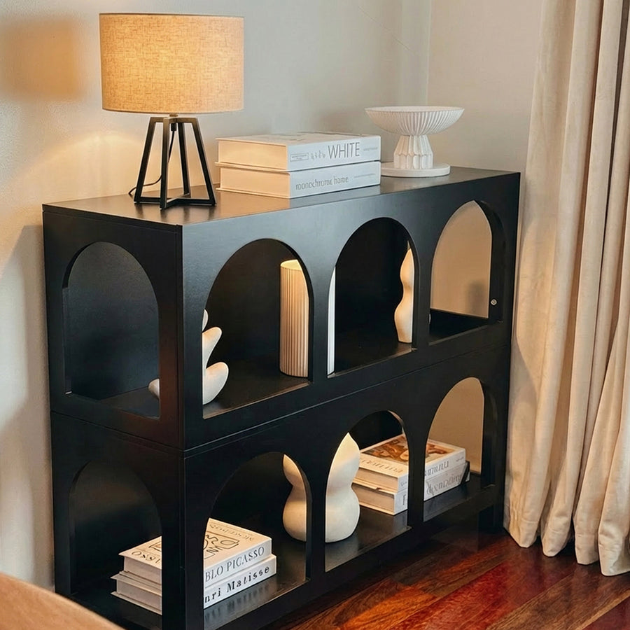 Oikiture Display Shelf Storage Stand Bookshelf Black