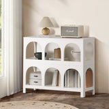 Oikiture Display Shelf Storage Stand Bookshelf White - 45-Degree Angle