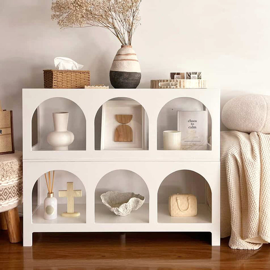 Oikiture Display Shelf Storage Stand Bookshelf White