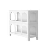 Oikiture Display Shelf Storage Stand Bookshelf White - Side View