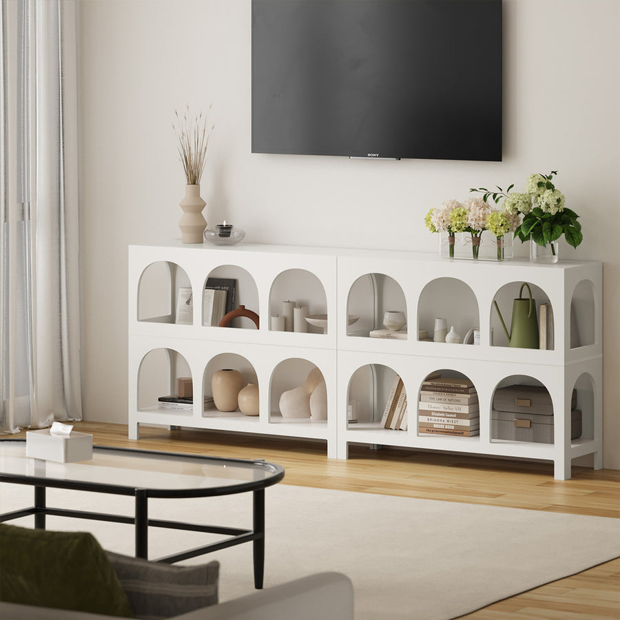 Oikiture Display Shelf Storage Stand Bookshelf White