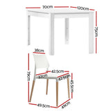 1 Artiss Dining Table and 4 Chairs Set White Wood - Front View