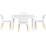 1 Artiss Dining Table and 4 Chairs Set White Wood - Side View