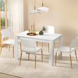 1 Artiss Dining Table and 4 Chairs Set White Wood - Close-Up Angle