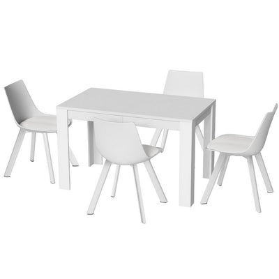1 Artiss Dining Table and 4 Chairs Set Rectangle White