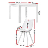 1 Artiss Dining Table and 4 Chairs Set Rectangle White - Front View