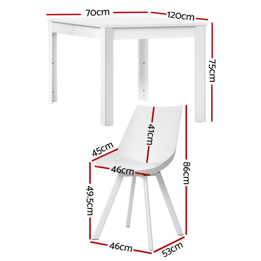 1 Artiss Dining Table and 4 Chairs Set Rectangle White, image 2