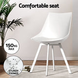 1 Artiss Dining Table and 4 Chairs Set Rectangle White - Rear View