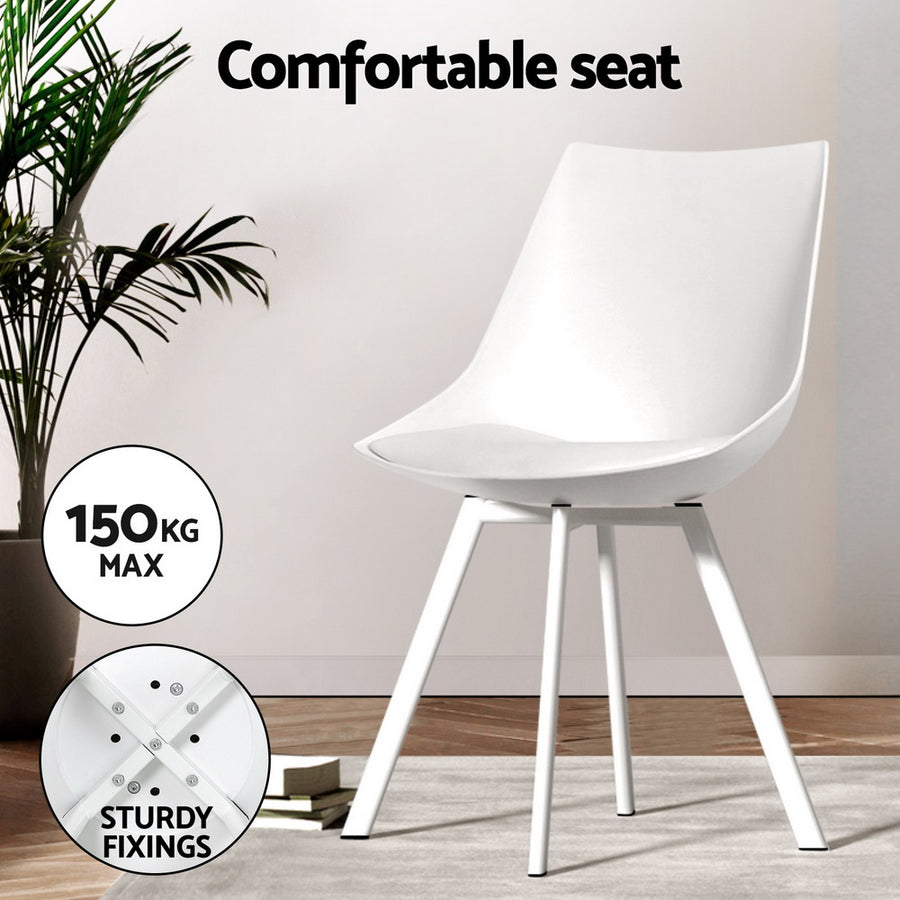 1 Artiss Dining Table and 4 Chairs Set Rectangle White, image 6