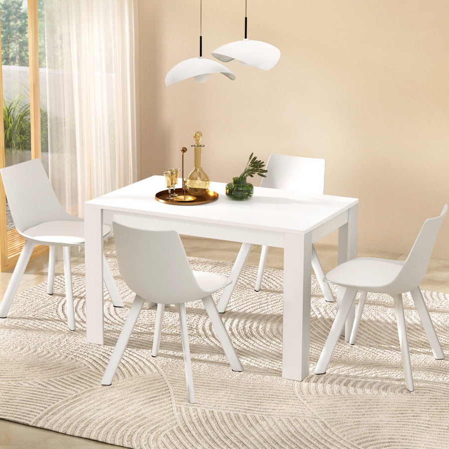 1 Artiss Dining Table and 4 Chairs Set Rectangle White, image 7