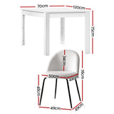 1 Artiss Dining Table and 4 Chairs Set White Sherpa - Front View